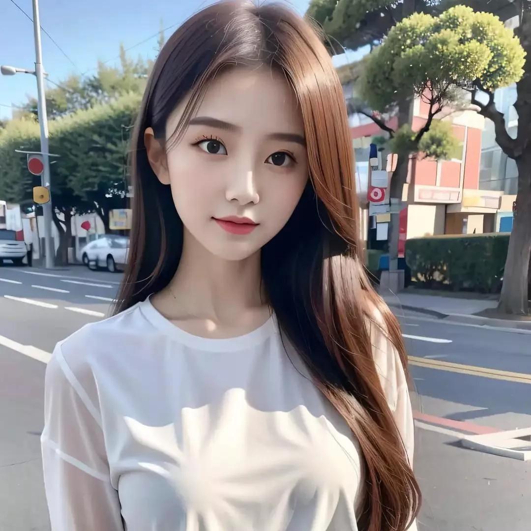 阳光明媚的一天，元气少女在街头打卡！🌞📸少女感笑容 少女感微笑女孩 美少女的