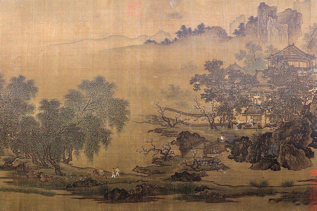 南宋刘松年《四景山水图》。故宫博物院藏，见于中国美术学院美术馆的《宋韵今辉艺术特
