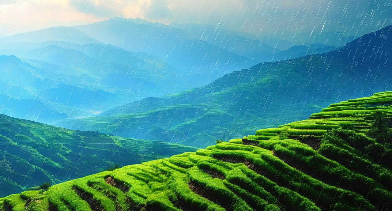 下联：雨润大地层层绿。请您对上联上联：风拂山川万象新。