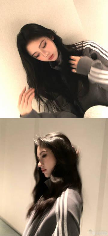 鞠婧祎俯拍美到我了鞠婧祎卫衣自拍六宫格谁能拒绝鞠婧祎的卫衣六宫格！简单休闲穿搭，