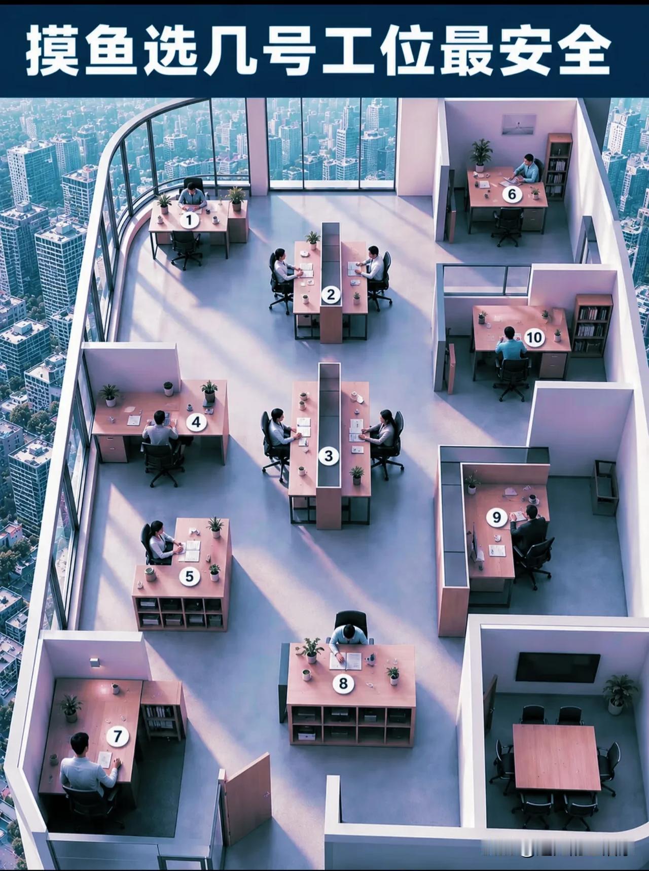 办公室工位玄学🔥哪个位置“摸鱼”风险最低？！
 
💻打工人都好奇过一件事，工