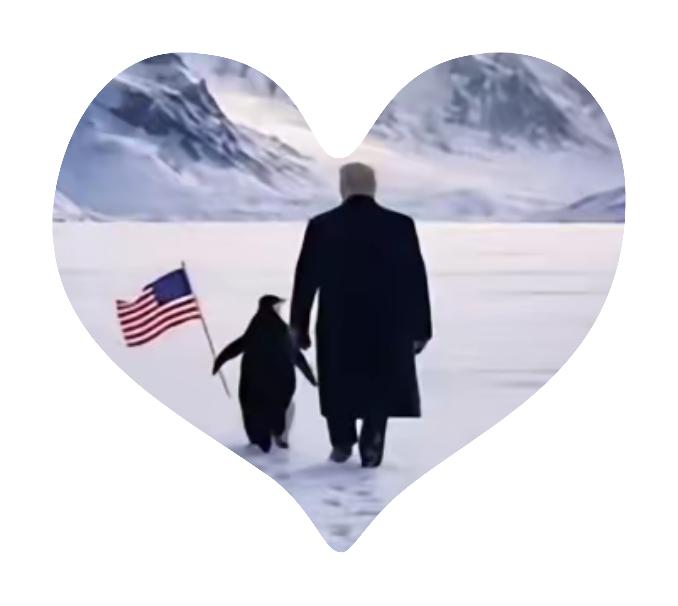 今天看了一个美国总统特朗普和企鹅的图片，有点意思，格陵兰岛没有企鹅，只有北极熊，