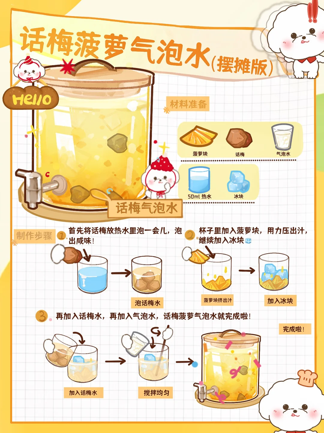 摆摊🔥爆款预定‼️自制一桶菠萝🍍气泡水