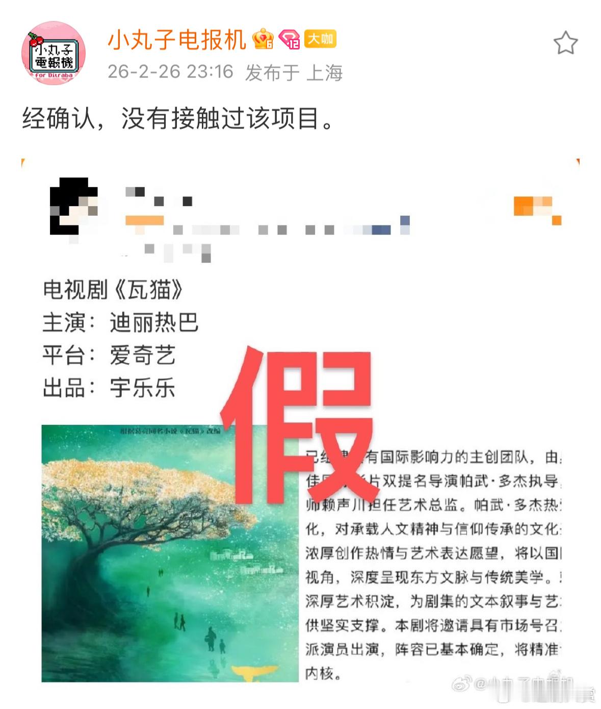 迪丽热巴对接辟谣速度好快，否认了网传项目，还是期待我们热巴的巴黎时装周和白日提灯