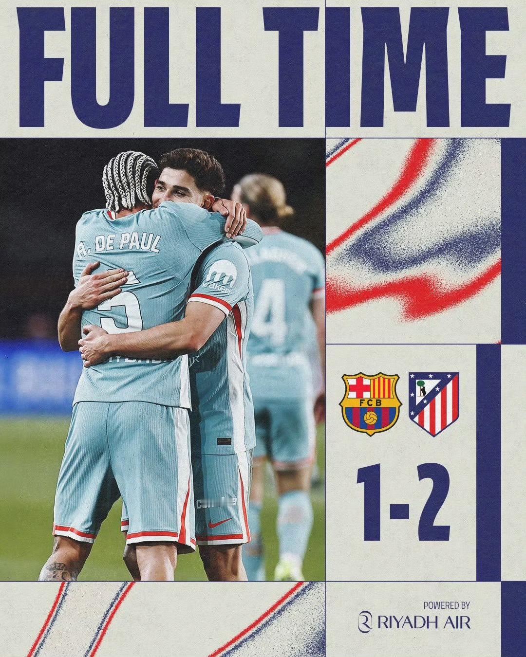 巴萨1比2马竞  索尔洛特绝杀    西甲第18轮，巴萨主场1-2马竞，巴萨联赛