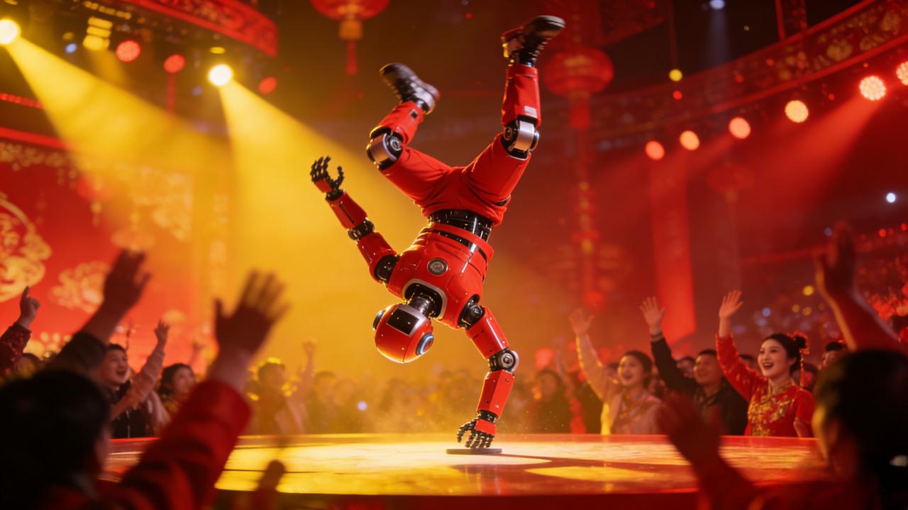 春晚那记空翻，翻出了无人战场的新地平线
 
马年春晚的舞台灯光暗下，喝彩声里，没