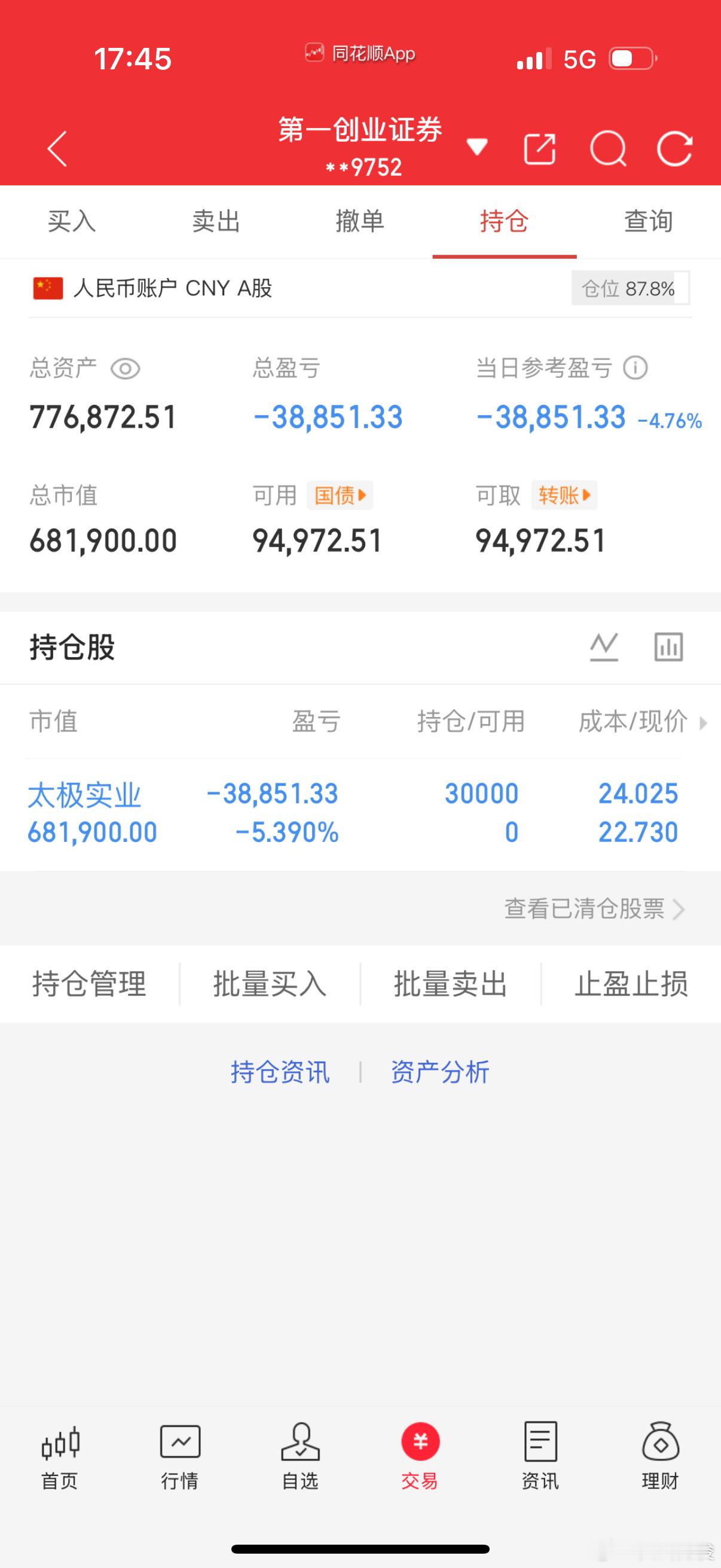7月13日 收盘 记录全职炒股40万勇闯大A记 第（ 58  ）天！当日参考盈亏
