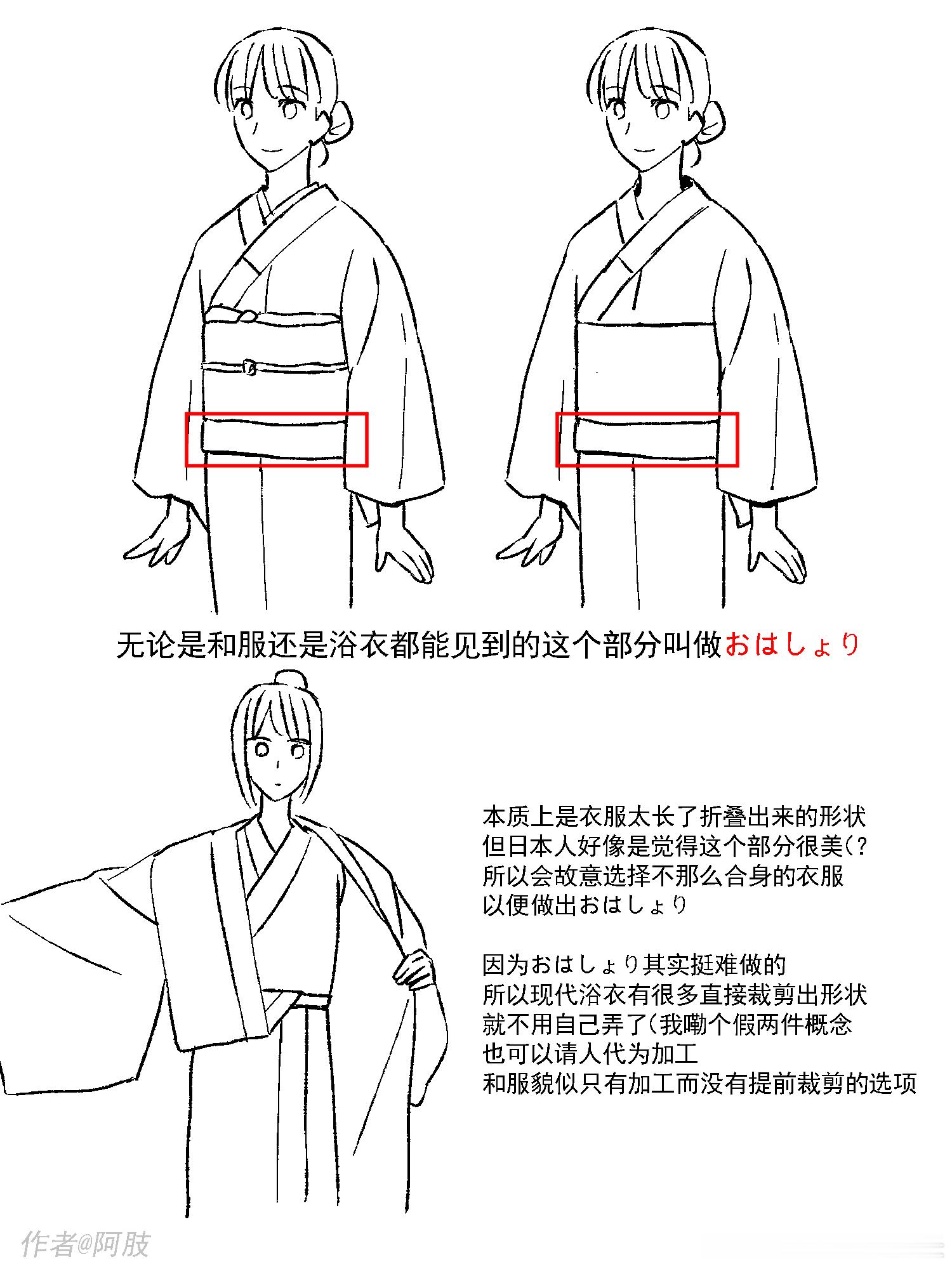 又学了点和服的，记一下画画笔记 