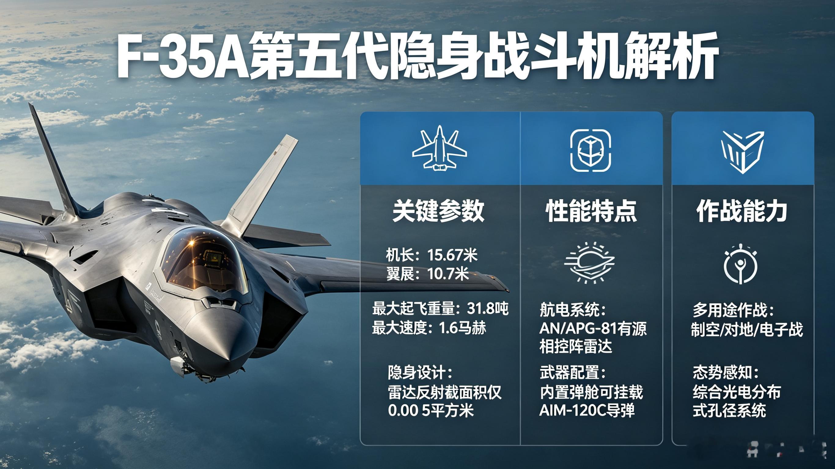 每天认识一件兵器——F-35A“闪电II”第五代隐身战斗机今天聊聊全球装备规模最