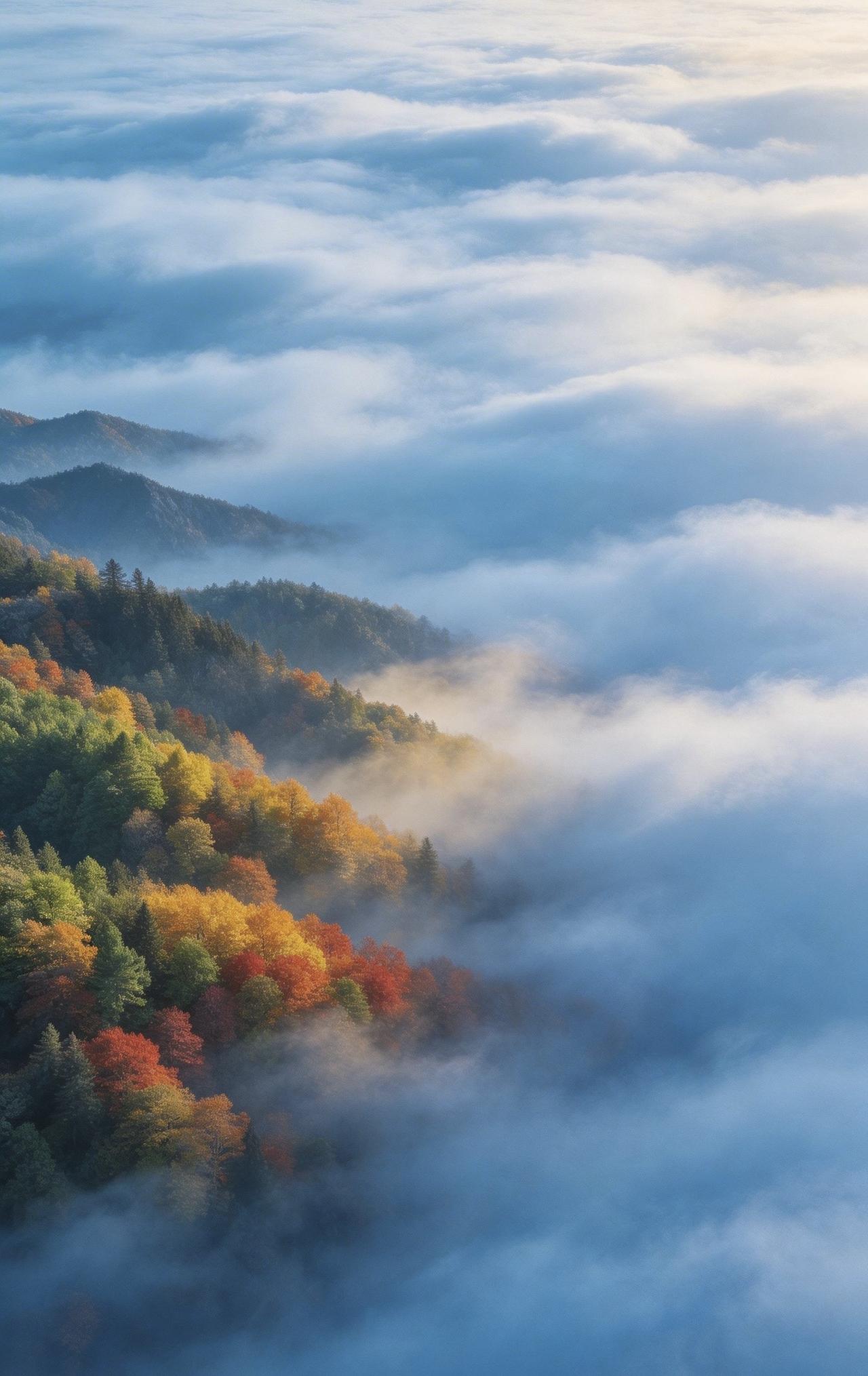 精美壁纸（699）🌈
航拍俯拍光雾山，云海漫卷如仙境，层林尽染尽显秋韵。蓝、绿