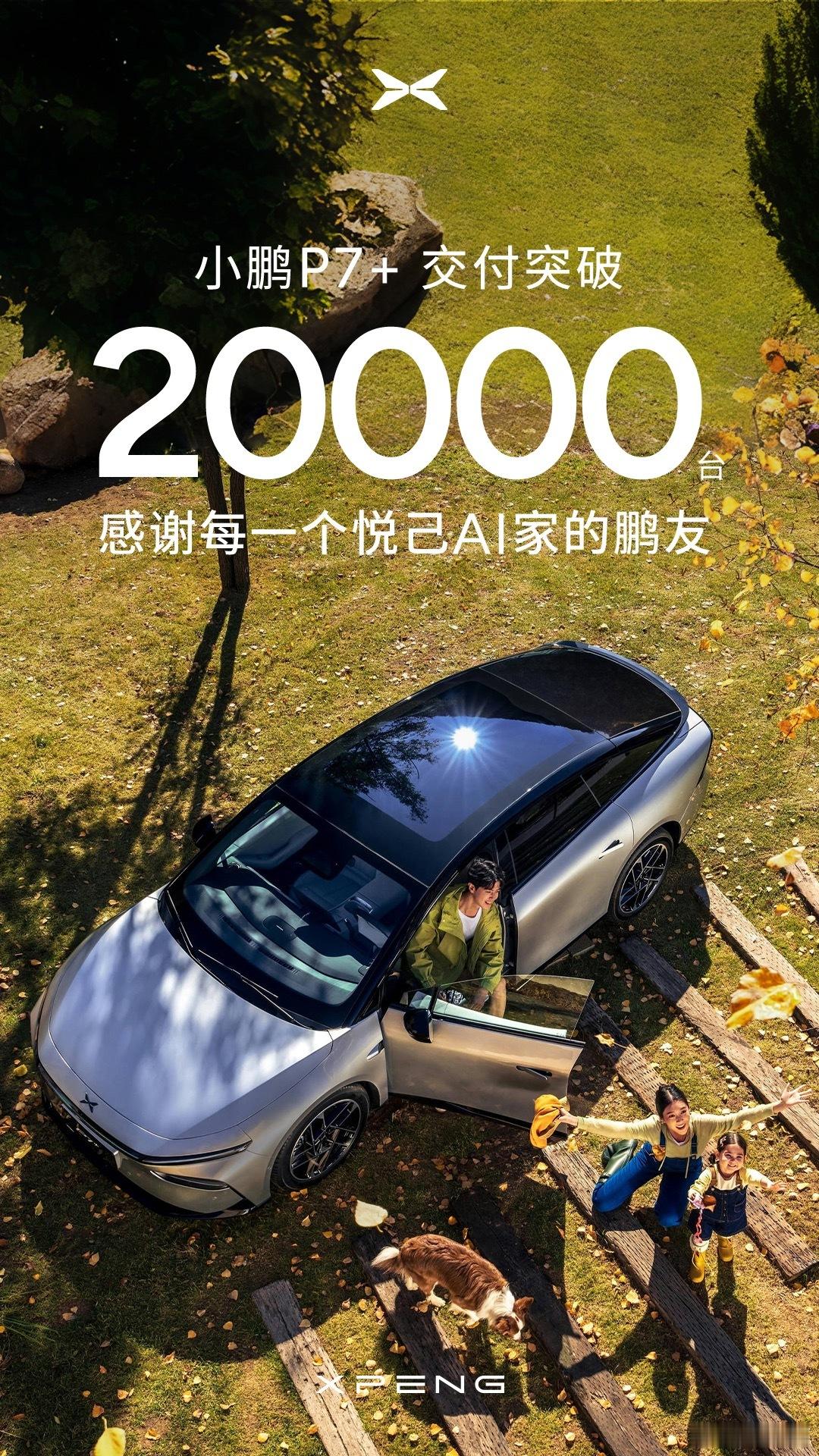 这是彻底火了， 小鹏P7+交付突破20000台 。由于需求火爆，小鹏P7+经过三