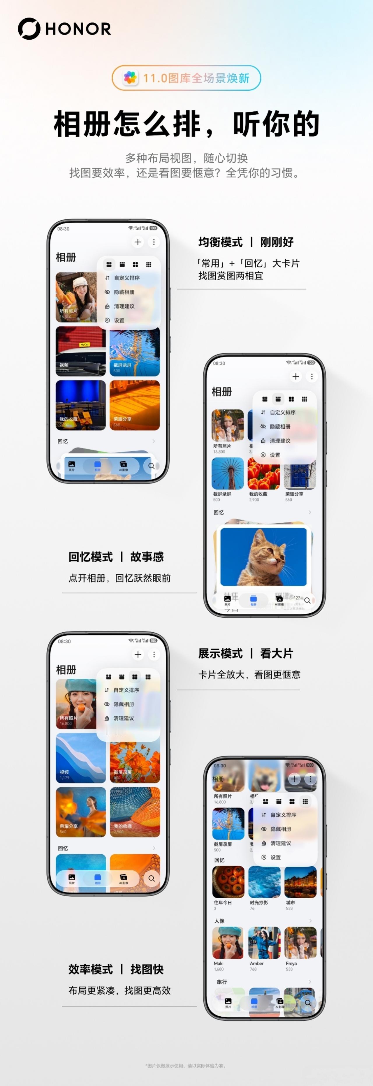 荣耀手机相册居然有这么多排列方式？小伙伴们对于手机相册的显示，是不是印象中只有默