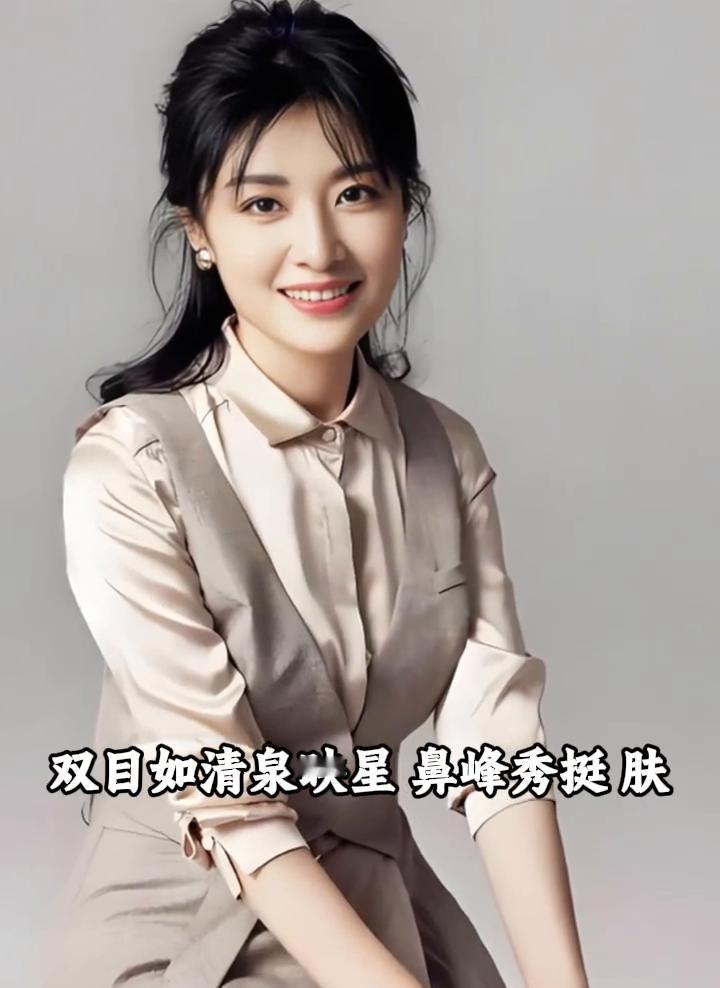 她的美贵在形神相融，双目如清泉映星，鼻峰秀挺肤，质透出柔和光晕。更令人心折的是她