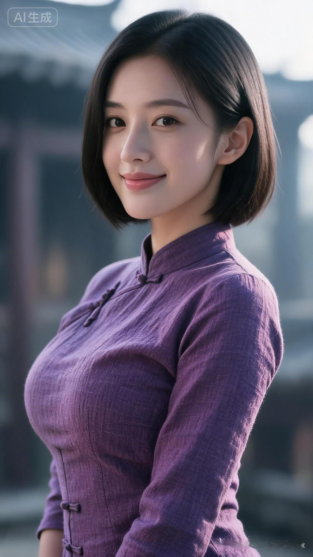 优雅紫衣少女，古风韵味十足！