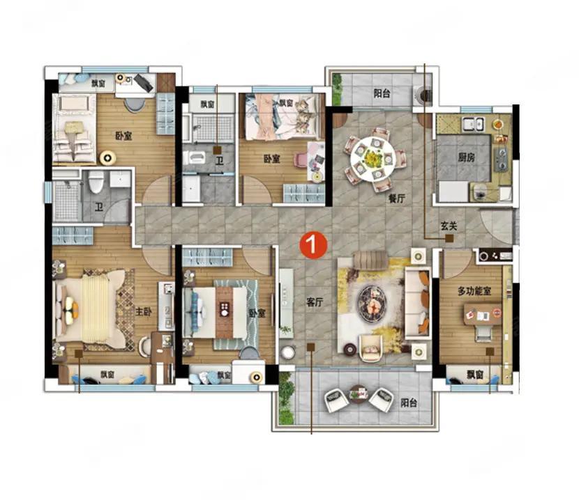 房子是人的根，这户型，就是把根扎得稳稳当当，日子过得踏踏实实。
 
四室两厅两卫