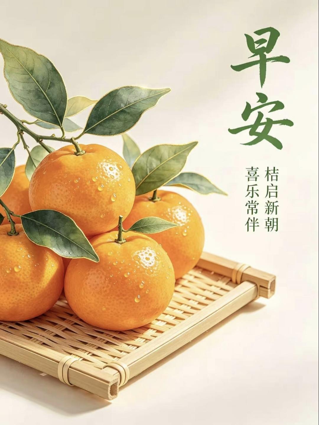 ​金桔纳祥，岁岁安康。
金​橘映日家兴旺，吉气盈门事顺昌。愿你事业如日中天，生活