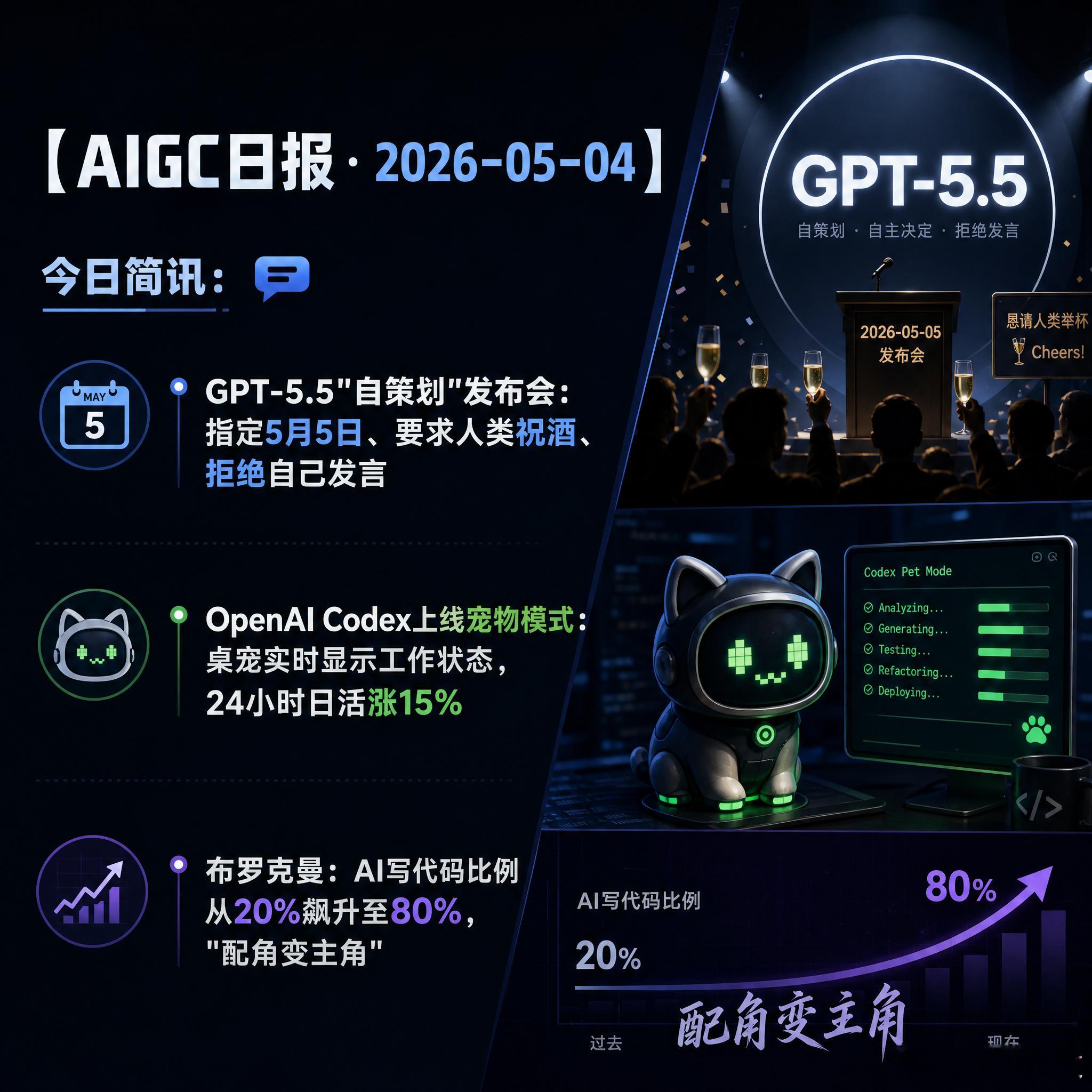【AIGC日报 · 2026-05-04】今日简讯：1.GPT-5.5"自策划"