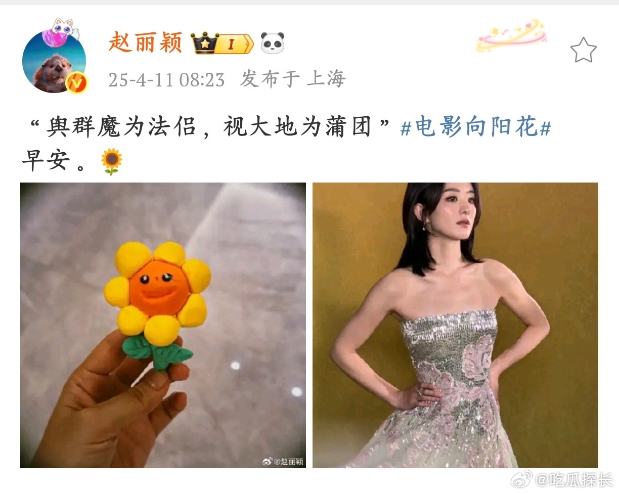 赵丽颖黏土向阳花 ?赵丽颖亲手捏的黏土向阳花超可爱！就像电影《向阳花》里的高月香