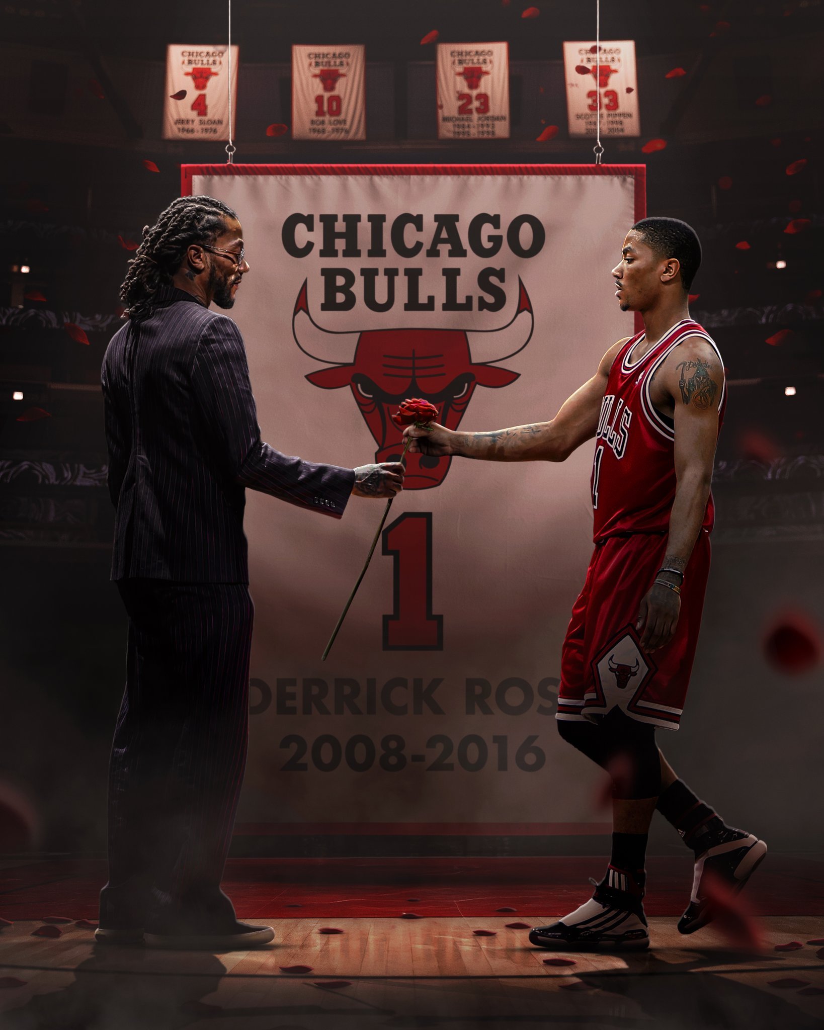 有多少人知道形容罗斯打法的那句话：（  ？）公牛退役罗斯球衣