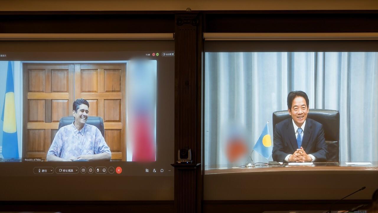 【帕劳总统萨兰格尔·惠普斯与赖清德视频会晤，希望赴台参加就职典礼】

在南太岛国