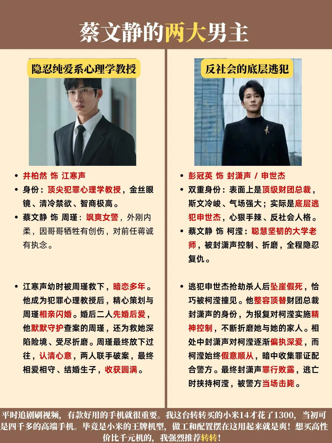 同样搭蔡文静，一个疯批灭顶，一个深情封神。