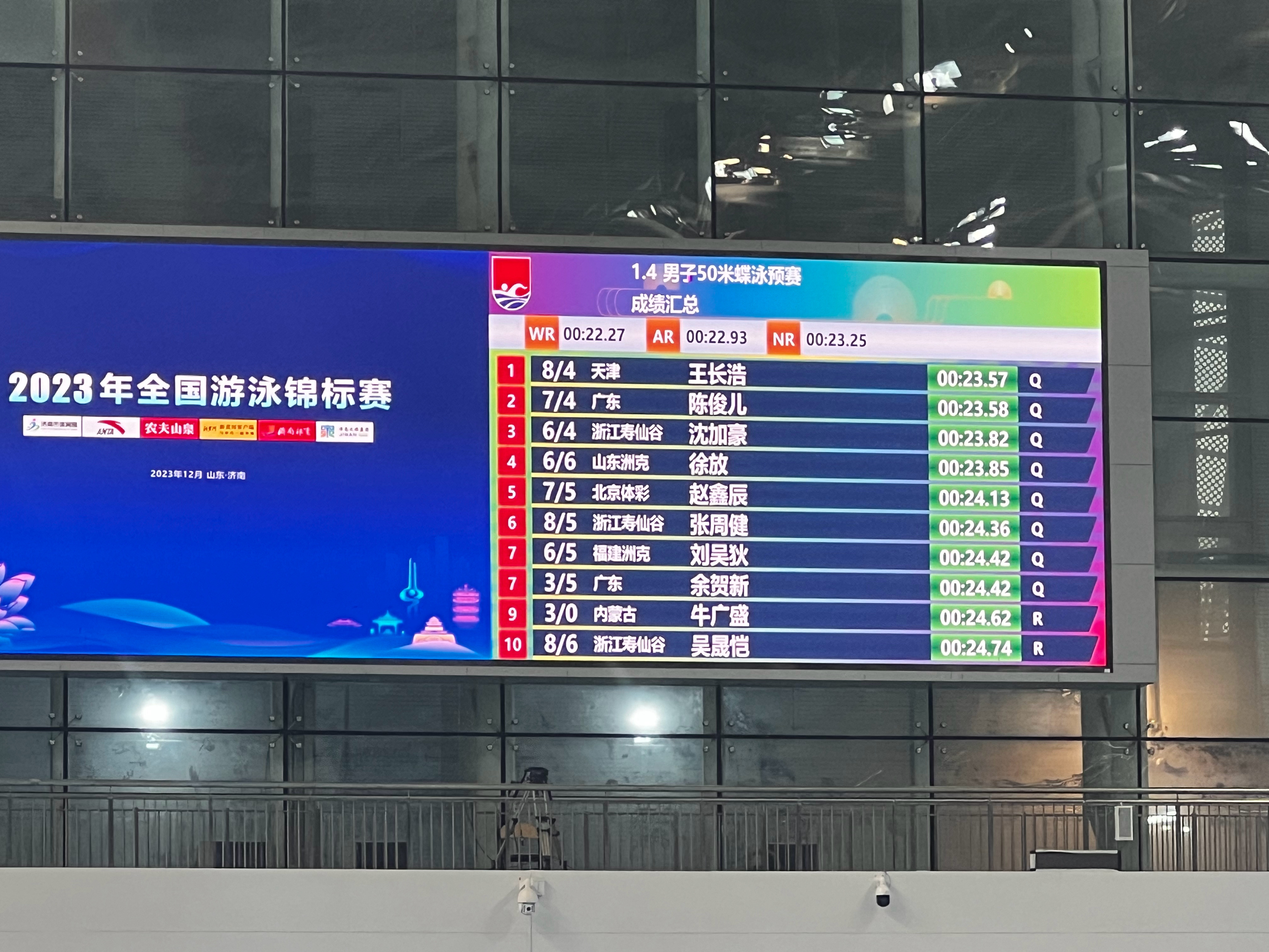 #2023年全国游泳锦标赛# 男子50蝶预赛：#余贺新[超话]# 进决赛了  ​
