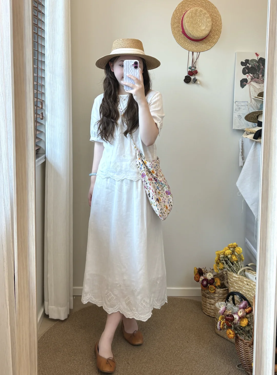 🤍🥛棉麻白花套装～