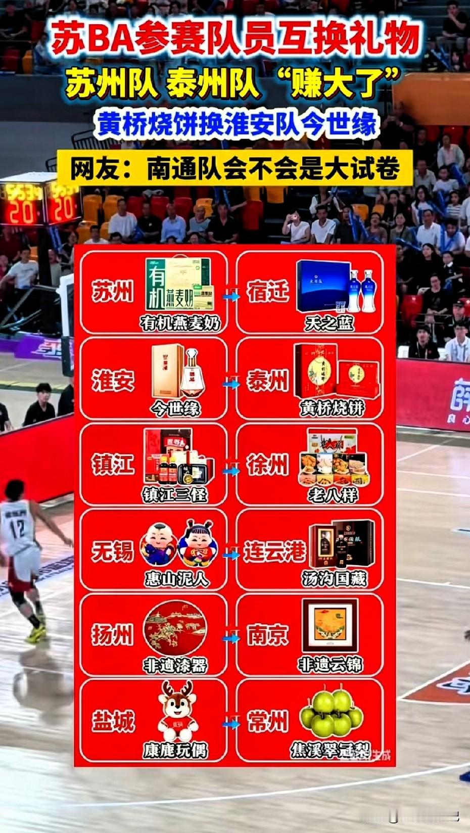 苏BA这波操作，直接把"礼尚往来"玩明白了！
 
比赛还没开打，各支球队先来了一