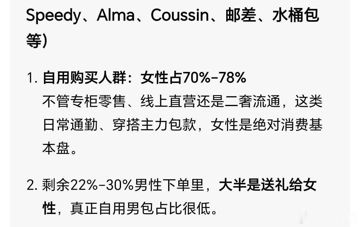 LV在中国密集维权LV 做过调研的，自用购买女性占比 70%-78%，剩余 22