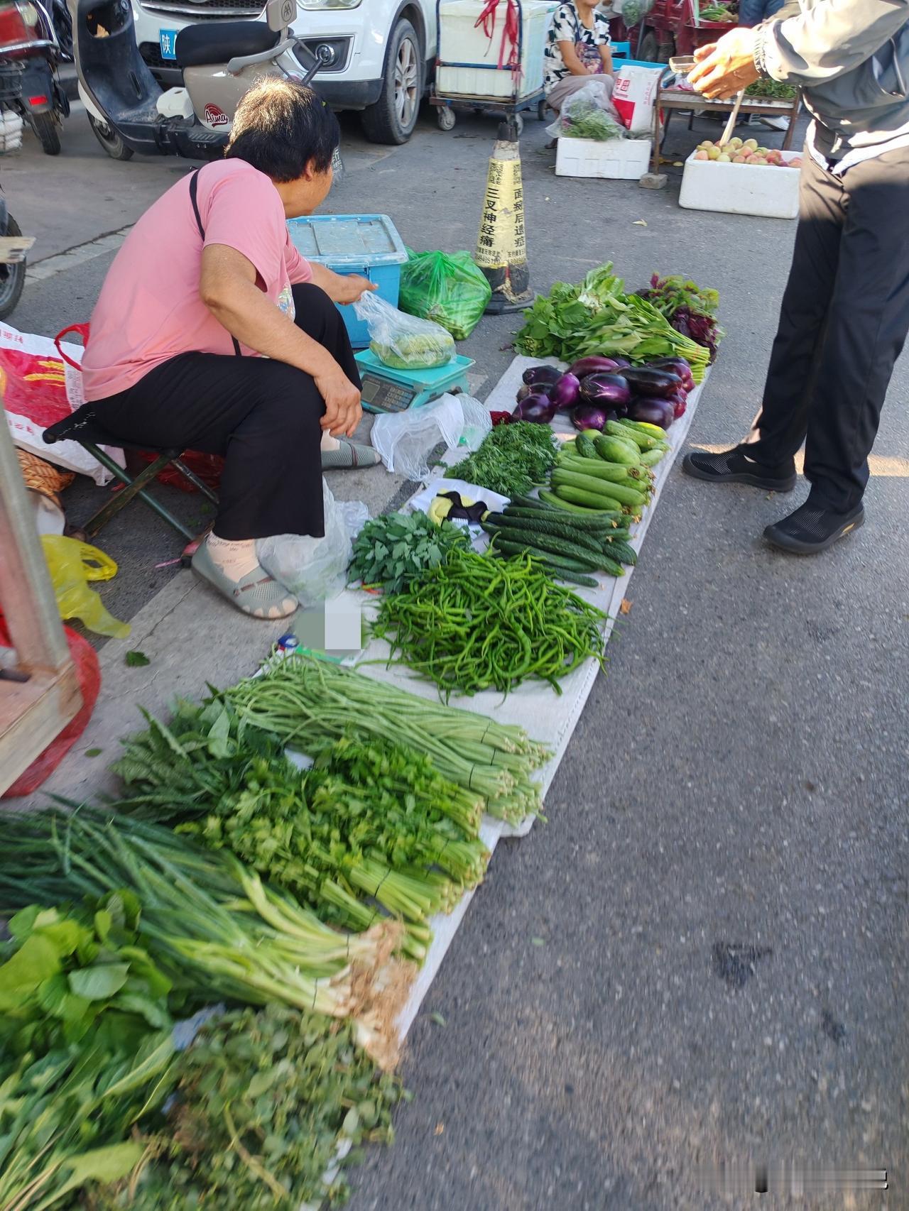 聪明的卖菜老太
7月3日，坐标西安。这是我在街头拍摄到的几张图，发现现在卖菜的老