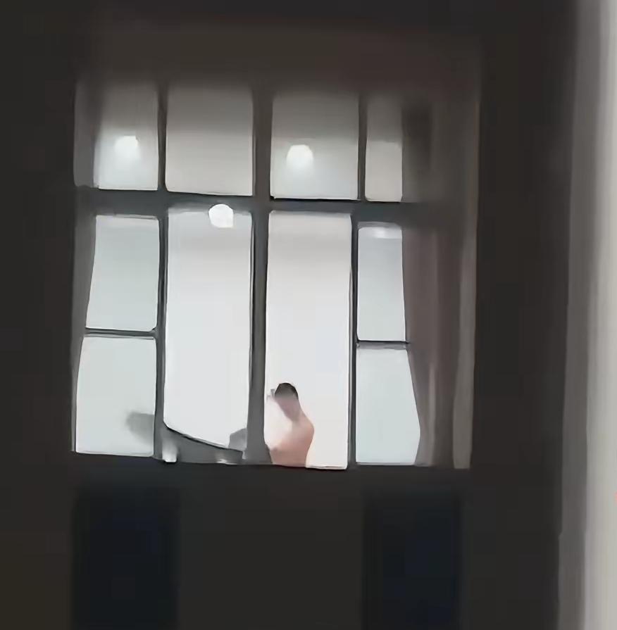 天气太热，估计这人是忘记拉窗帘，男子在家一丝不挂，被女邻居拍照发到业主群，男人气