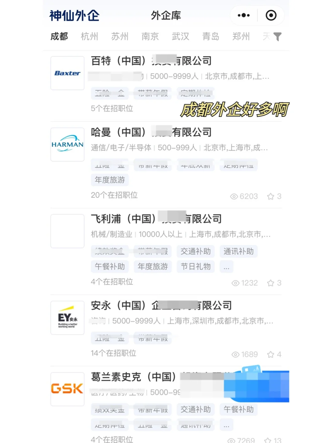原来成都有这么多外企啊