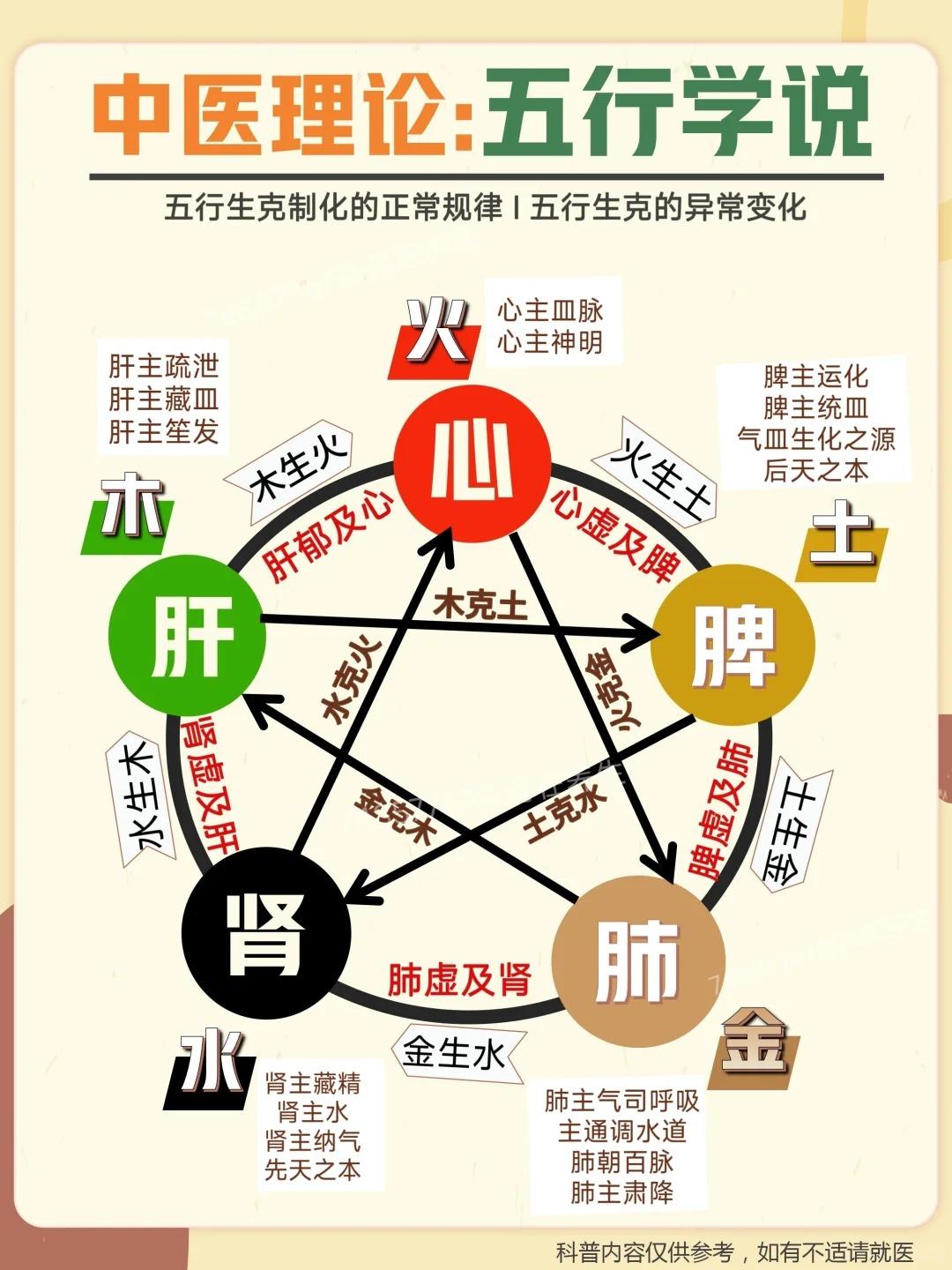 中医理论：五行学说🔥一张图秒懂！