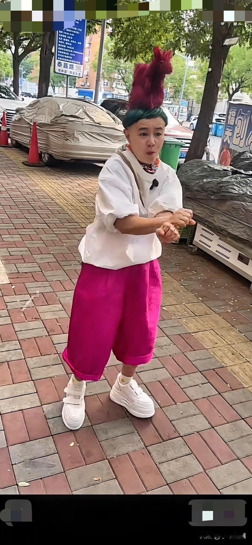 金龟子刘纯燕，也赶时髦，来天津盘头大姨家，盘了一个时髦的骏马造型！
头上顶着一头