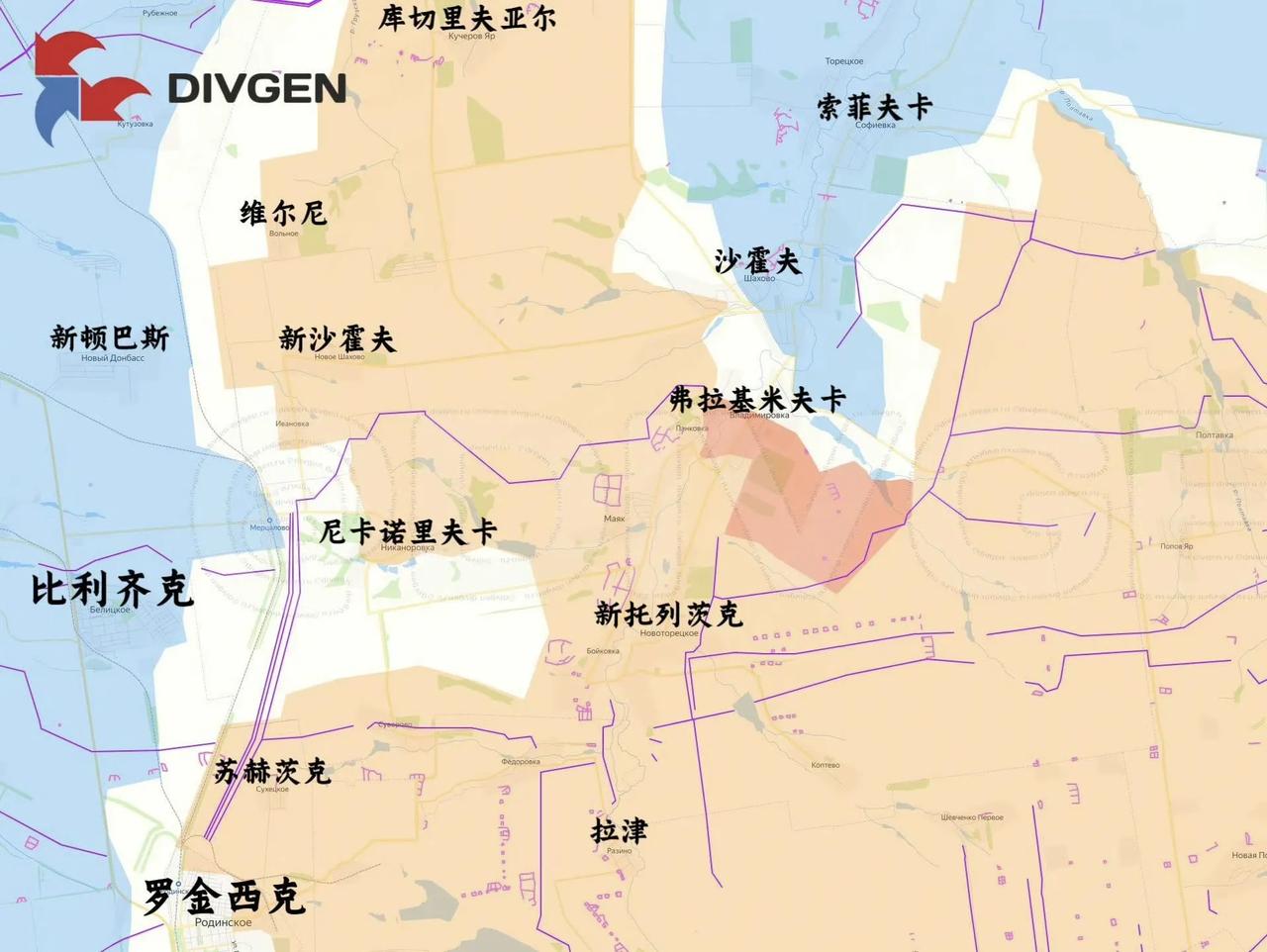 不同信源证实俄军中部集群的海军步兵占领了红军城以北的弗拉基米夫卡。这下子，俄军在