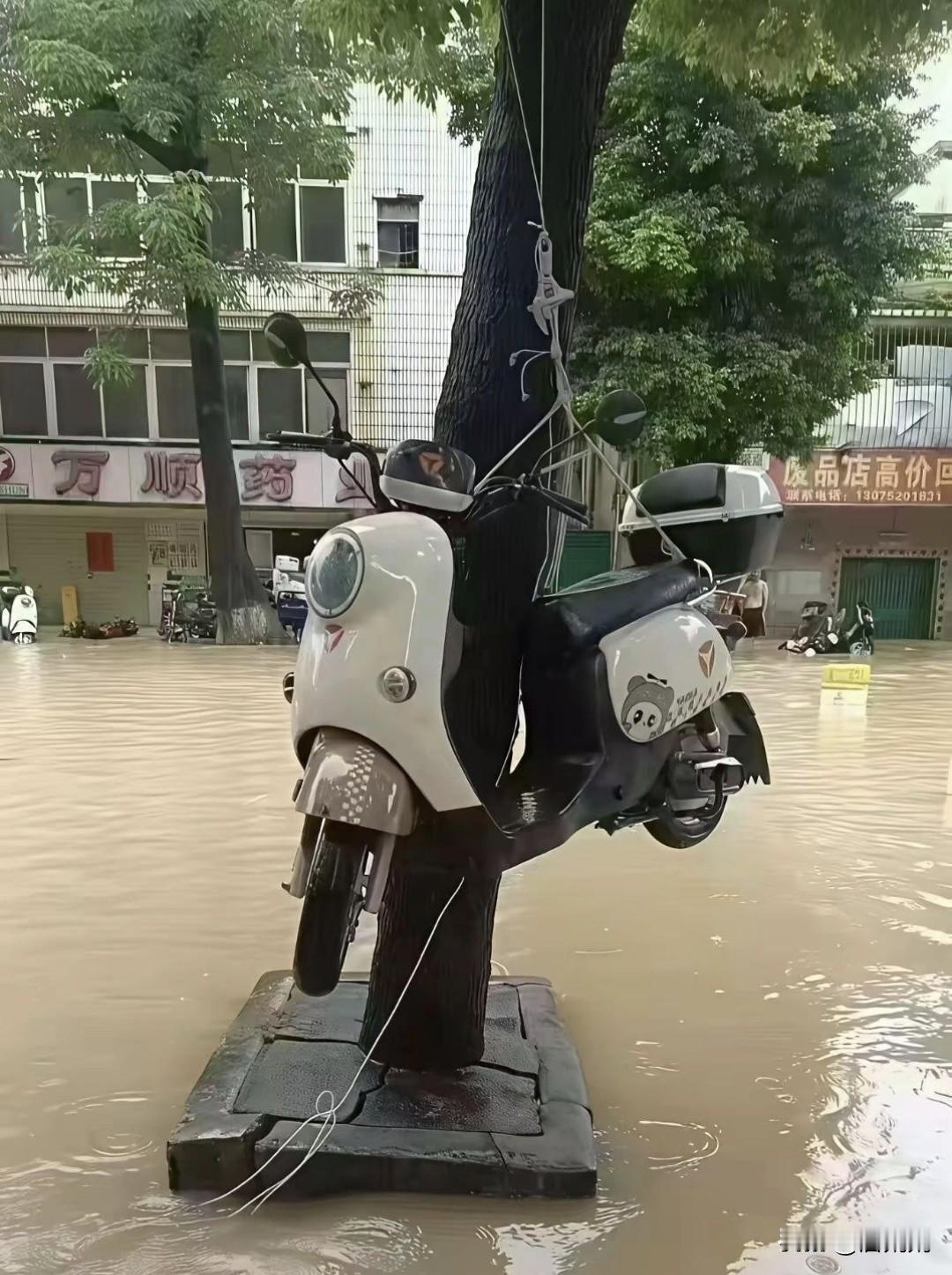 为了保住车，还真是想尽了一切办法，之前有个人不是把车包住，淹水后飘起来保住了么，