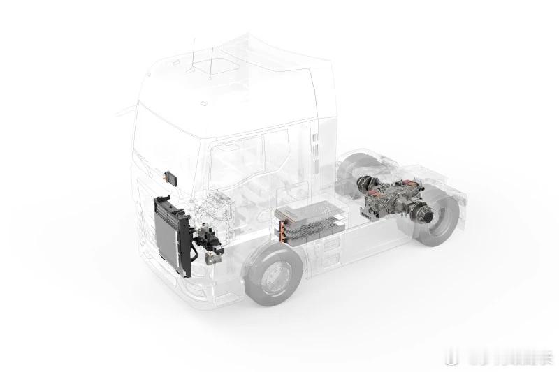 马勒IAA上展示了一套氢燃料电池发动机的解决方案，后桥布局了两个SCT驱动电机并