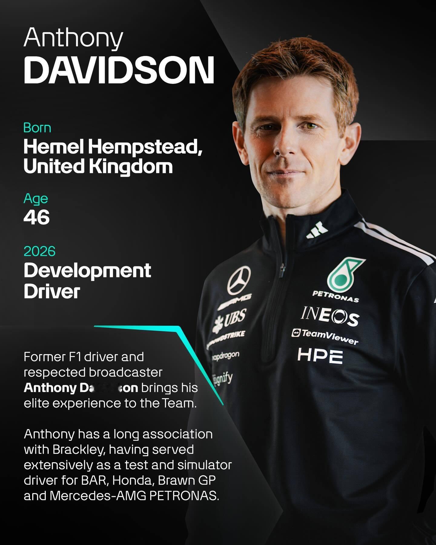 诶，还能这样打复活赛的？安东尼·戴维森被任命为梅赛德斯F1车队的三位发展车手之一
