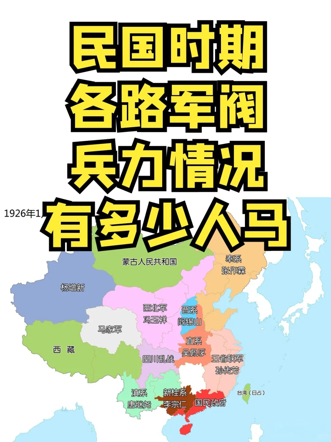 民国时期各路军阀兵力有多少？