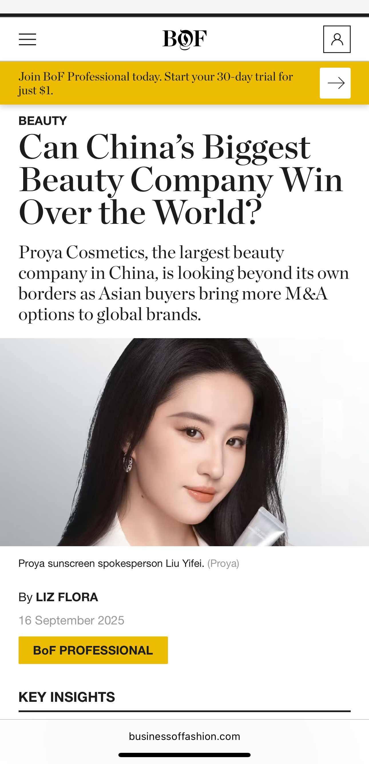 刘亦菲 全球顶级时尚媒体BOF（The Business of Fashion）