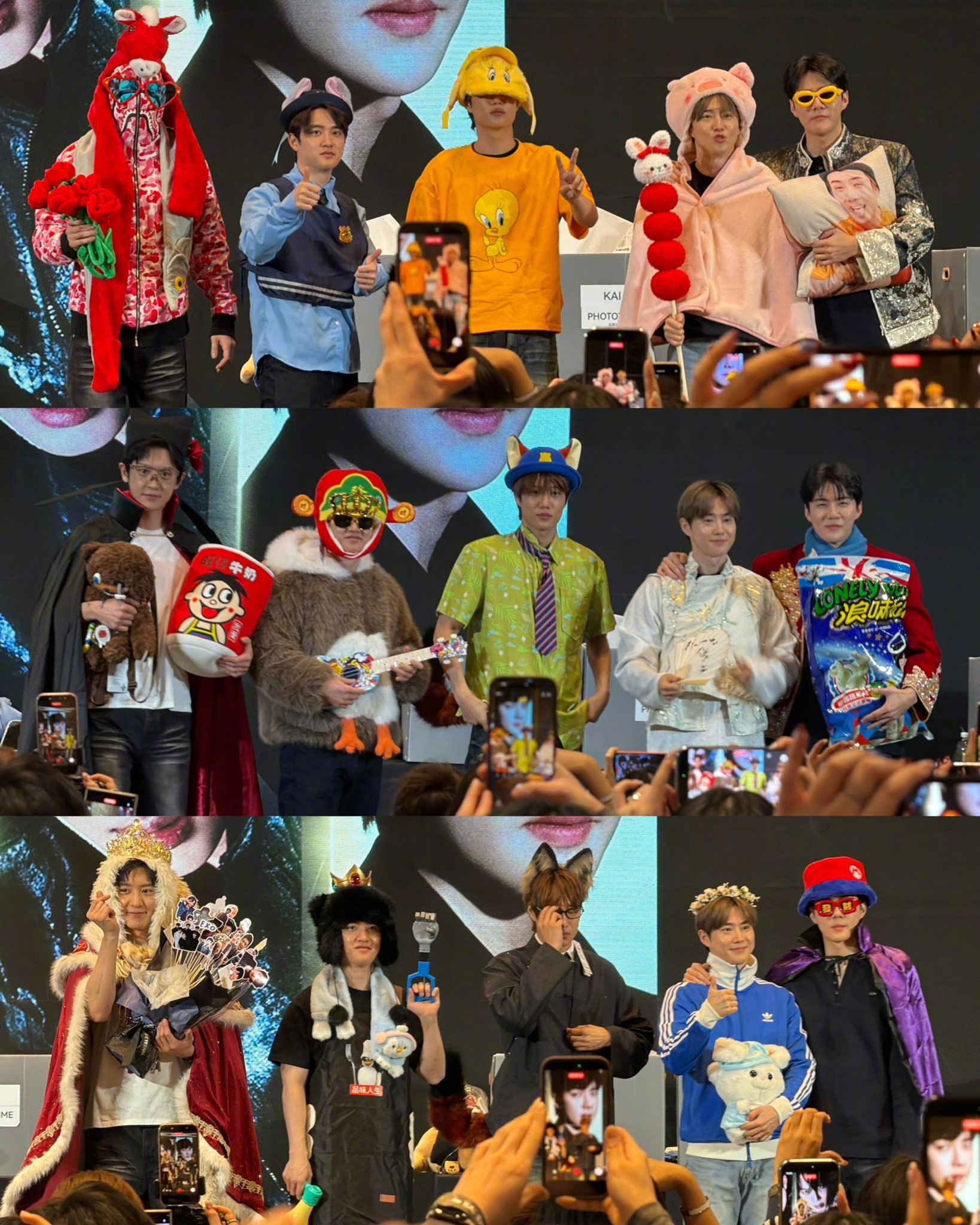 【Theqoo】昨日和今日EXO签售造型总结，奇迹小天来了ㅋㅋexo[超话]