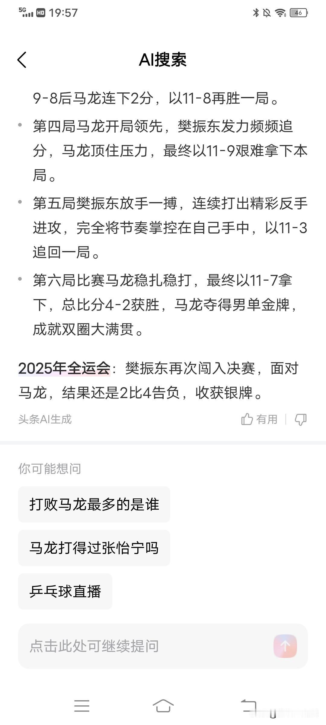 樊振东2:4输给了马龙，获得银牌，还是2025年全运会，让人看得一头雾水！

这