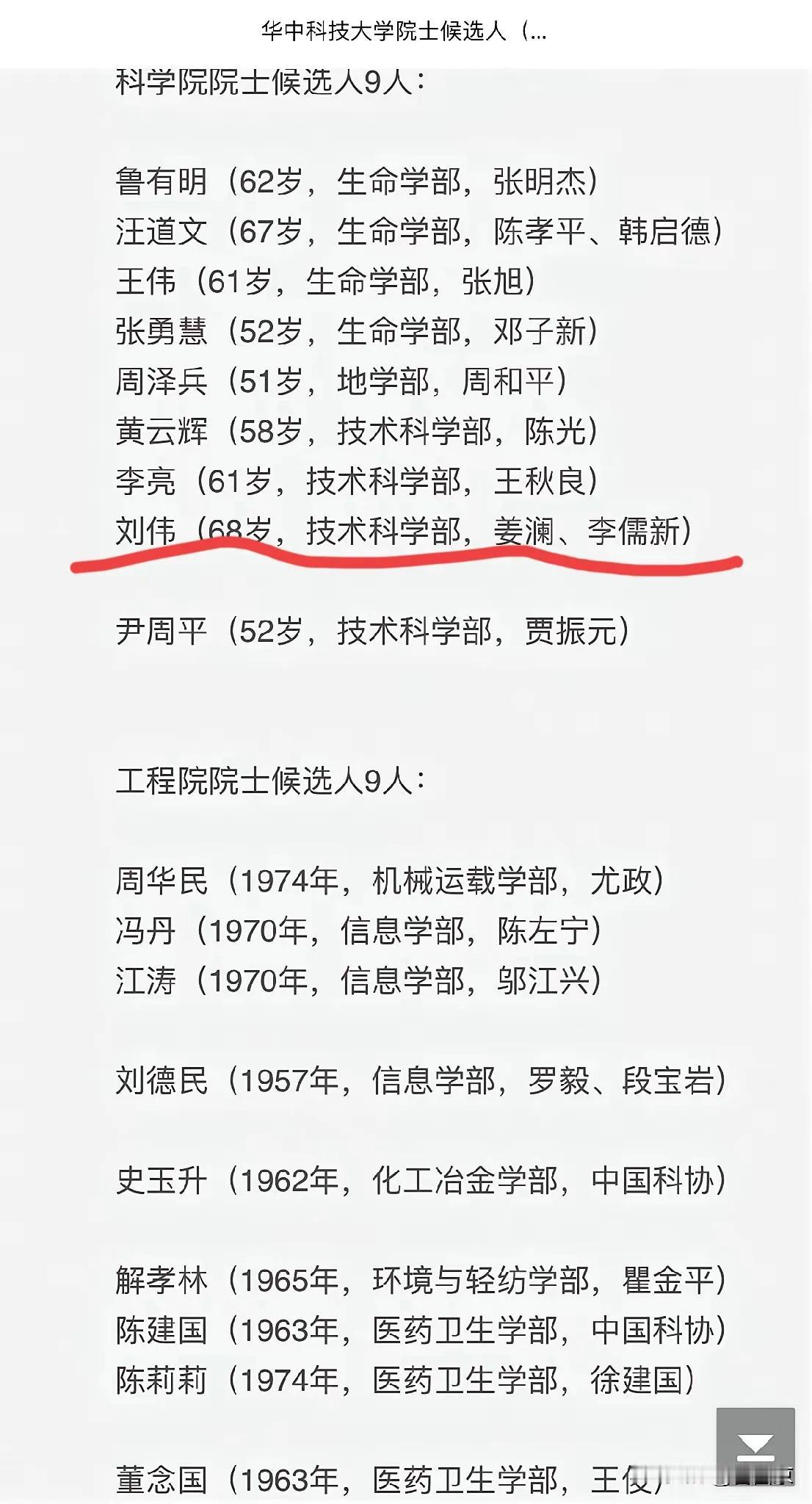 武汉理工大学原党委书记刘伟教授回华科工作后，科研事业迎来第二春，这次68岁有望当