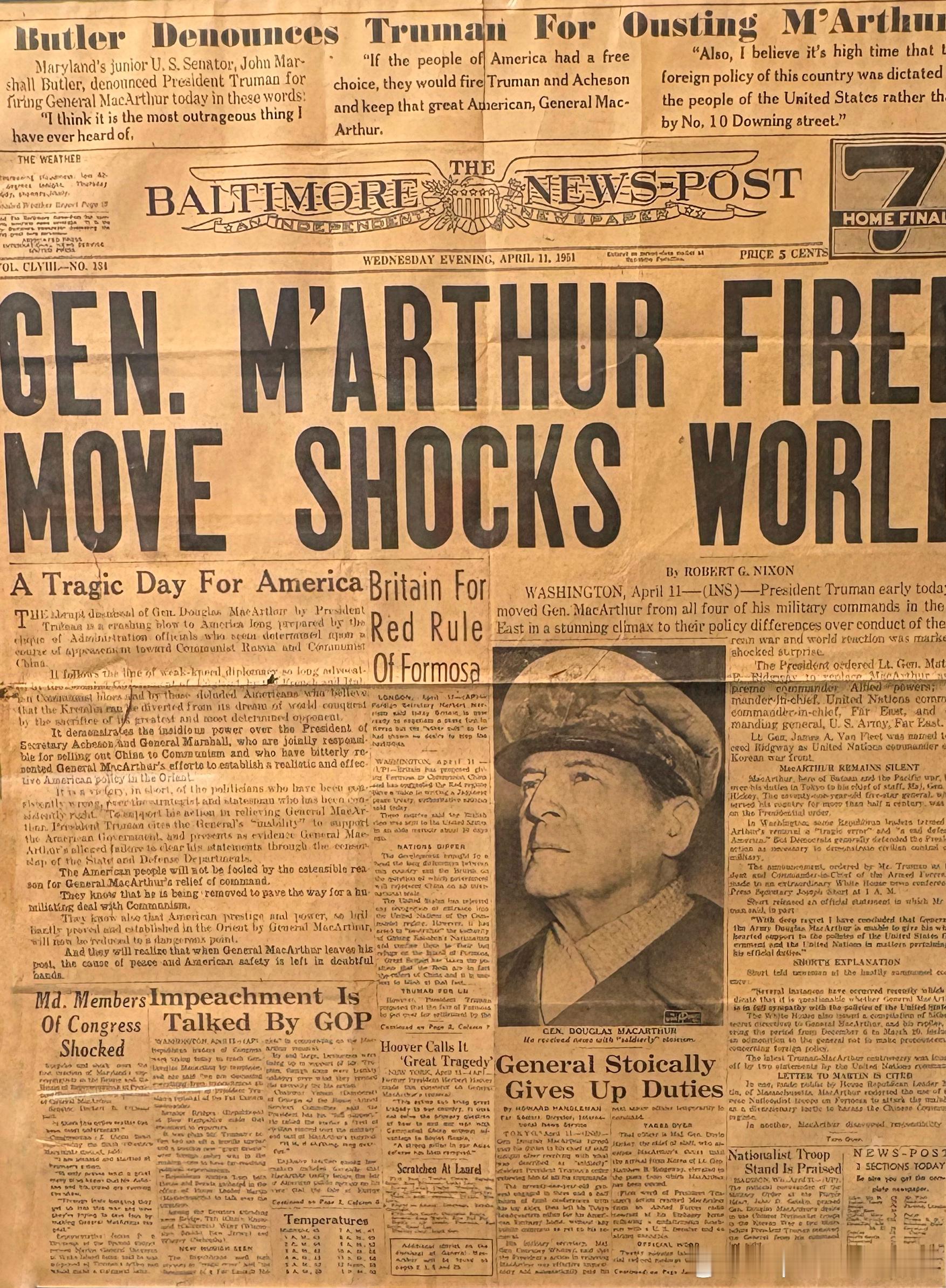 1951年4月11日美国《巴尔得摩国家新闻报Baltimore the News