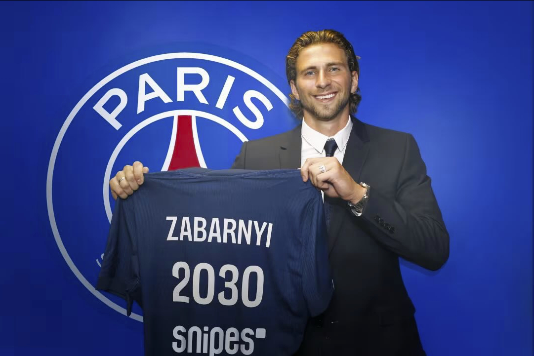 巴黎圣日耳曼与Zabarnyi签约至2030年，为他付出的转会费为6600万欧元