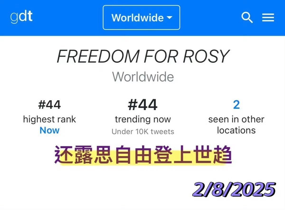 海外粉丝绝对是真爱，“还露思自由”五个字登上世趋了！[泪] ​​​