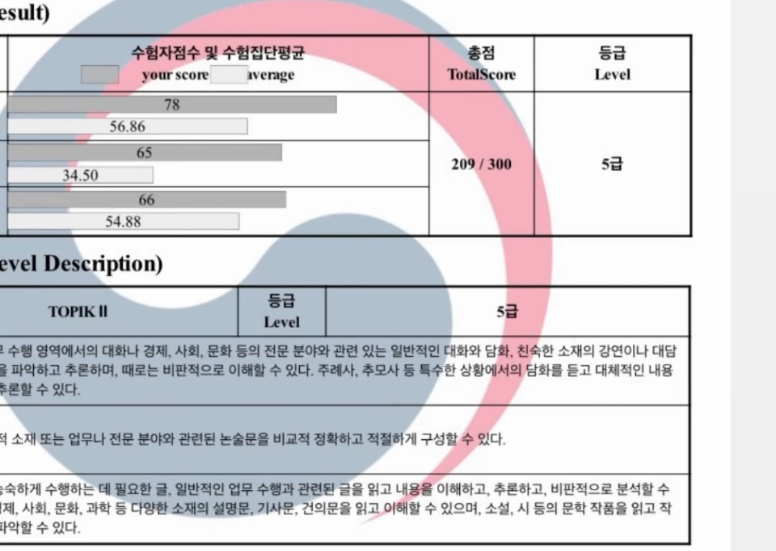刚刷到玉凤妹韩语topik考了209分，level 5大概是什么水平？我一直以为