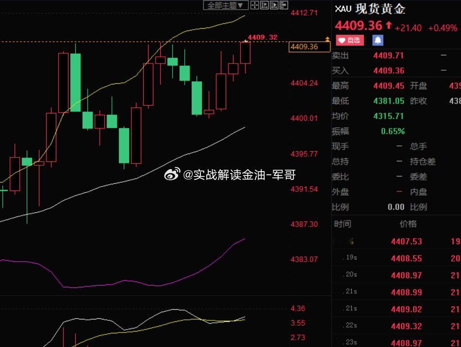 第一波落袋！4401多 涨至4409 获利80点！金价再迎连续暴跌黄金黄金分析黄