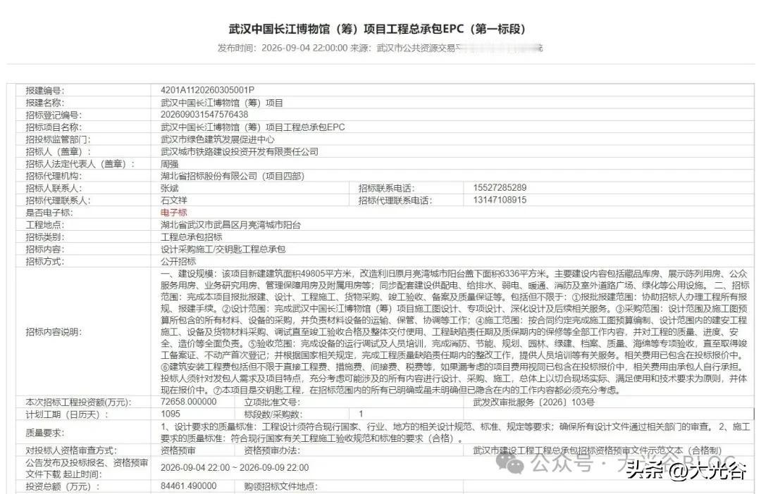 总投资8.45亿！中国长江博物馆（筹）发布EPC招标，武昌滨江国家级新地标来了