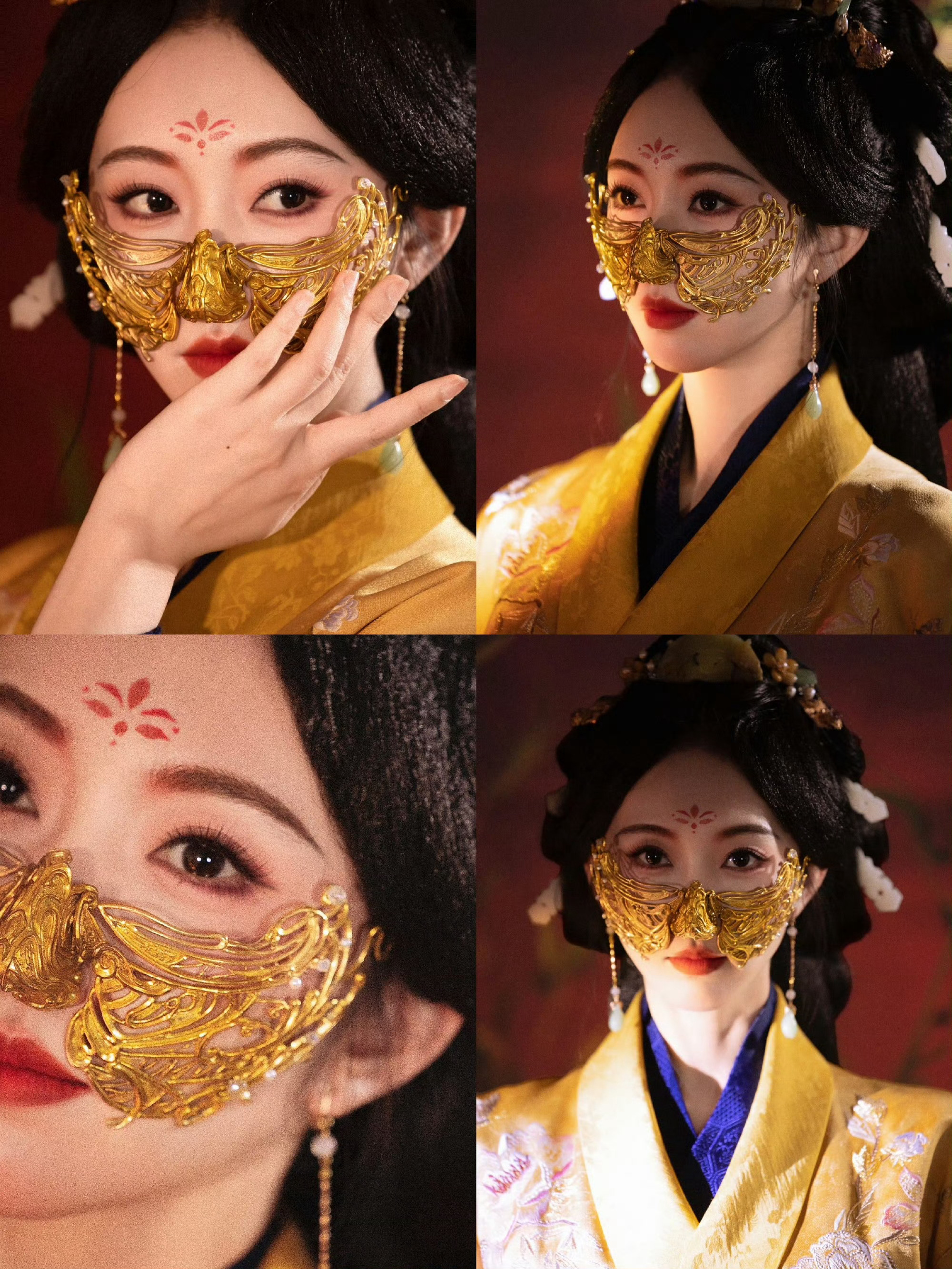 宣璐折腰金蝶覆面，哇，宣璐这个造型太惊艳，半遮面具下的眼神，透着别样的吸引力[哇
